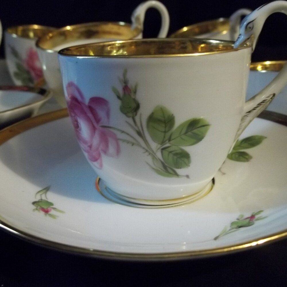 Antique Meissen Cups & Saucers   2 SETS   4 PIECES TOTAL
